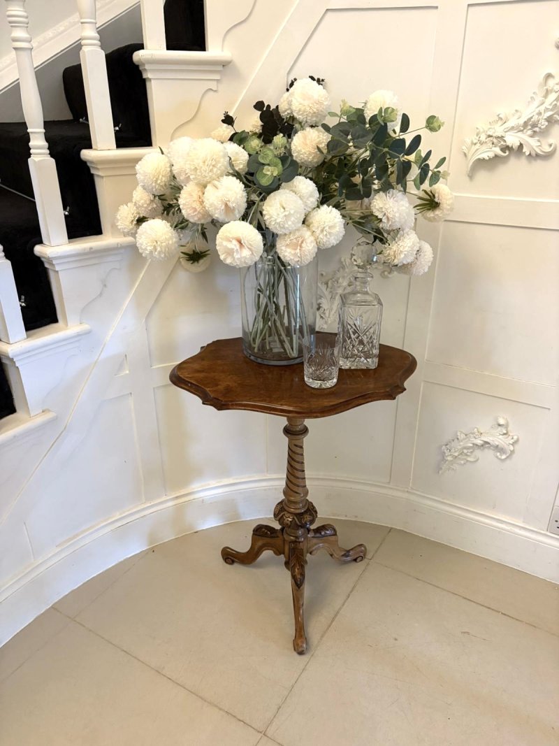 Antique Victorian Quality Burr Walnut Lamp Table - Image 4